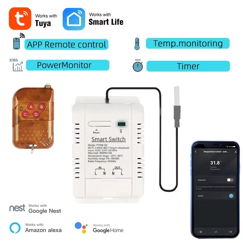 Sonoff Basic Switch - Tuya Wifi 16A/20A Intelligente Temperatura Umidità
